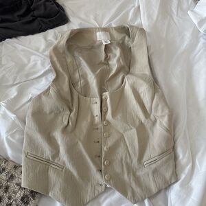 H&M Beige Button-Up Vest